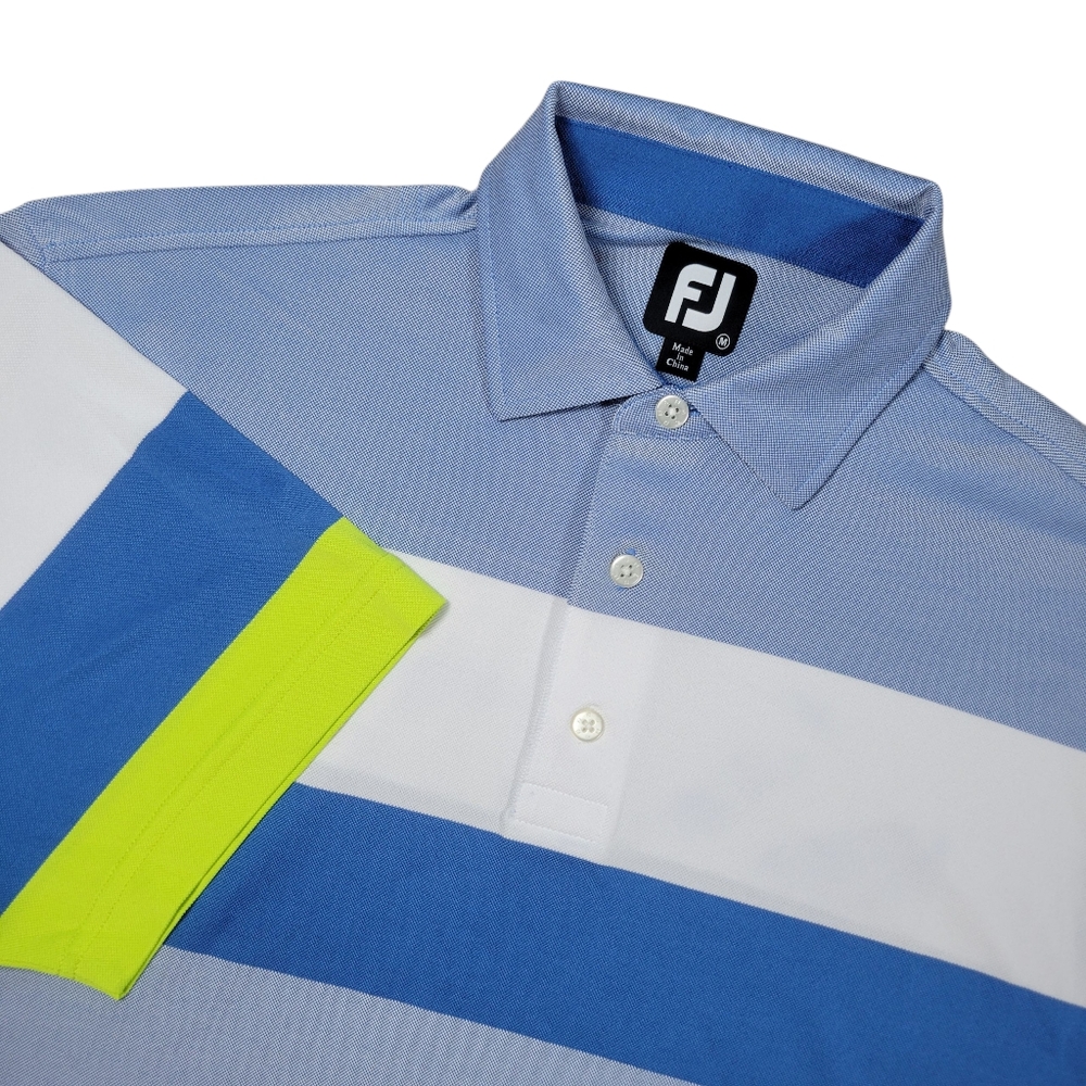FootJoy Golf Polo Shirt Mens M Blue Colorblock Performance Stretch Polyester‎